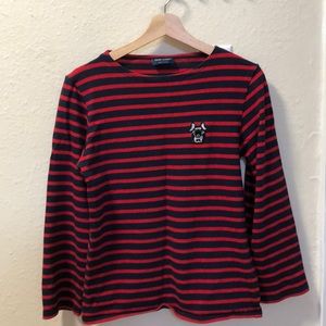 Saint James Stripe French Bulldog Tshirt Xmsall